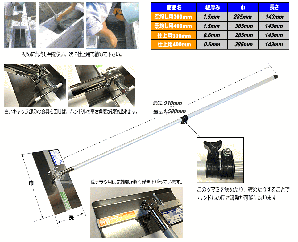 限定特価 吉岡製作所 側溝ナラシ S-300 仕上げ用